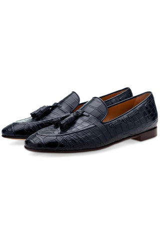 SUPERGLAMOUROUS Philippe Crocodile Skin Slip-On Tassels Loafer (SPGM1356)-AmbrogioShoes