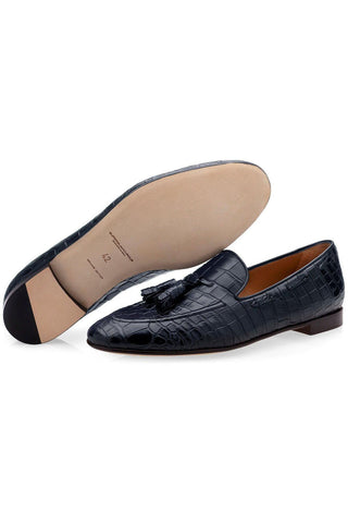 SUPERGLAMOUROUS Philippe Crocodile Skin Slip-On Tassels Loafer (SPGM1356)-AmbrogioShoes