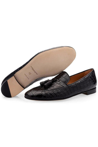 SUPERGLAMOUROUS Philippe Crocodile Slip-On Tassels Loafer (SPGM1356)-AmbrogioShoes