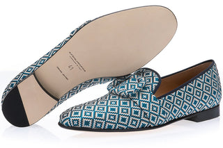 SUPERGLAMOUROUS Savoy Men's Shoes Jacquard Canvas Slip-On Buckle Loafer (SPGM1368)-AmbrogioShoes