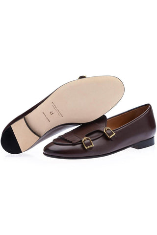SUPERGLAMOUROUS TANGERINE 7.1 Nappa Double Monk-Strap Belgian Loafers (SPGM1164)-AmbrogioShoes