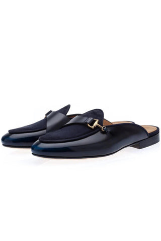 SUPERGLAMOUROUS Tangerine 12 Suede / Calf-Skin Leather Horse-bit Mule (SPGM1355)-AmbrogioShoes