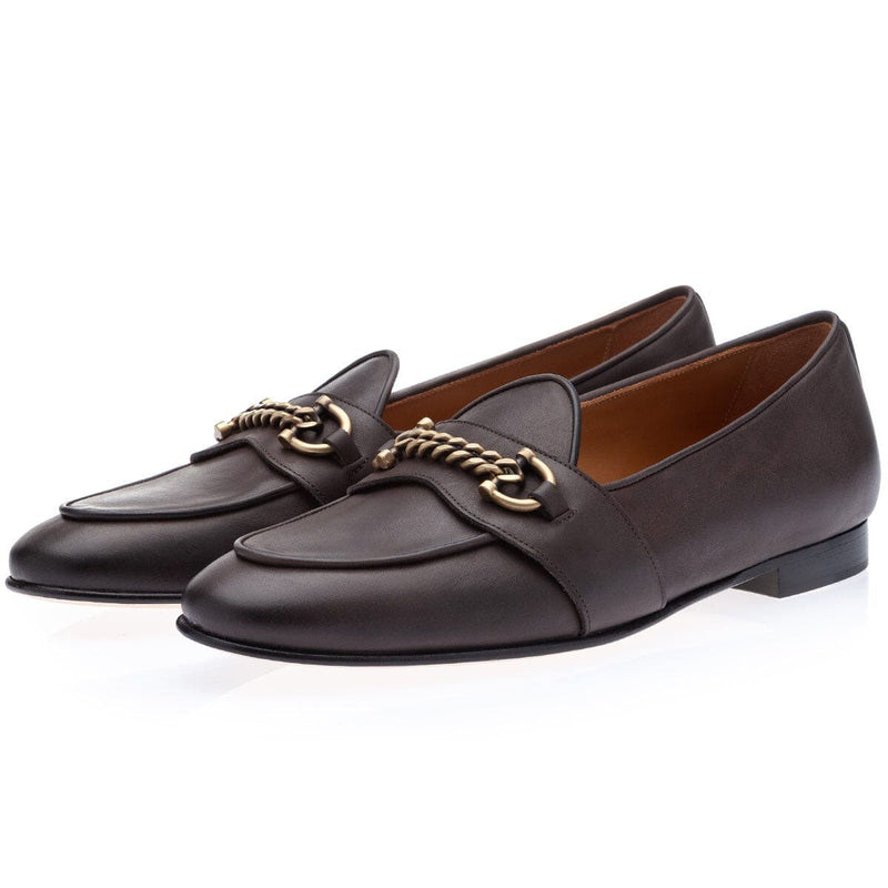 SUPERGLAMOUROUS Tangerine 14 Men's Shoes Maranello Cocoa Calf-SKin Leather Slip-On Belgian Loafers (SPGM1305)-AmbrogioShoes