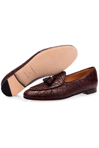 SUPERGLAMOUROUS Tangerine 2 Crocodile Slip-on Tassel Loafer (SPGM1360)-AmbrogioShoes