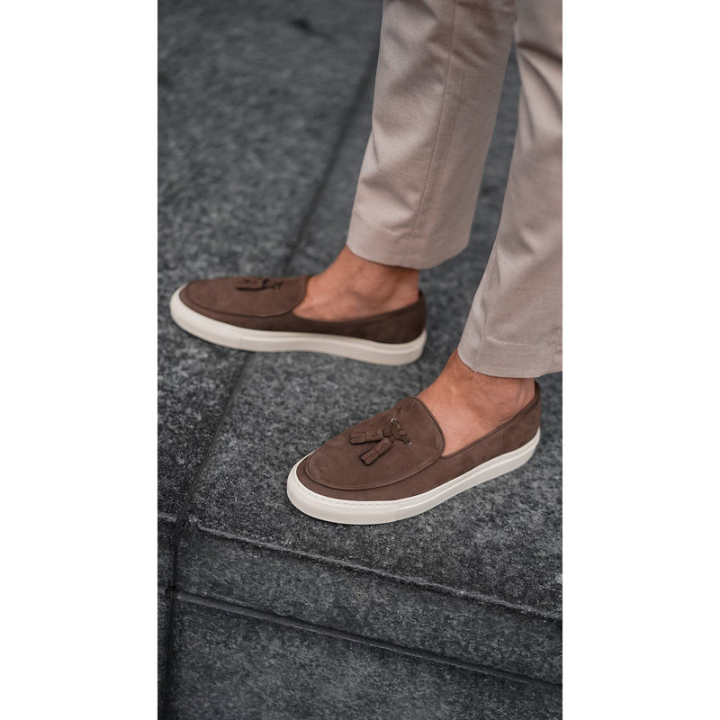 SUPERGLAMOUROUS Tangerine 2 Men's Shoes Cocoa Nabuk Leather Slip-On Skate Sneakers (SPGM1302)-AmbrogioShoes