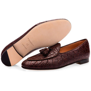 SUPERGLAMOUROUS Tangerine 2 Men's Shoes Exotic Crocodile Skin Slip-on Tassel Loafer (SPGM1360)-AmbrogioShoes