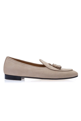 SUPERGLAMOUROUS Tangerine 2 Taupe Nabuk Leather Belgian Loafers (SPGM1147)