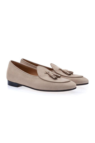 SUPERGLAMOUROUS Tangerine 2 Taupe Nabuk Leather Belgian Loafers (SPGM1147)