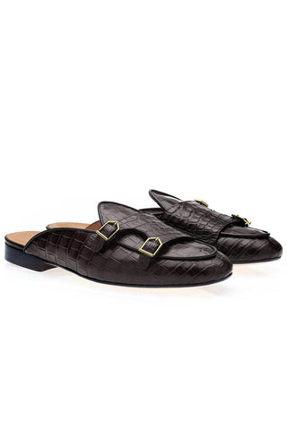 SUPERGLAMOUROUS Tangerine 7 Crocodile-Skin Double-Monk Mule (SPGM1362)-AmbrogioShoes