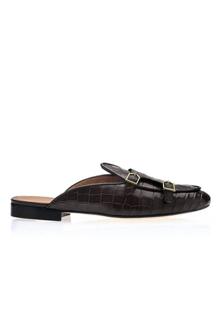 SUPERGLAMOUROUS Tangerine 7 Crocodile-Skin Double-Monk Mule (SPGM1362)-AmbrogioShoes