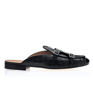 SUPERGLAMOUROUS Tangerine 7 Men's Shoes Crocodile-Skin Double-Monk Mule (SPGM1362)-AmbrogioShoes