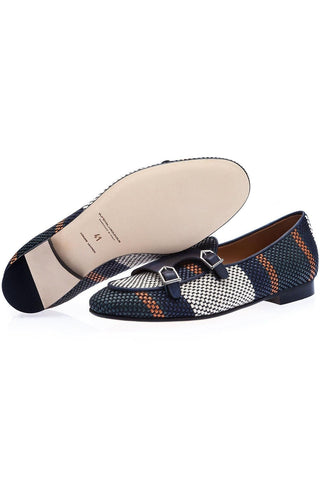 SUPERGLAMOUROUS Tangerine 7 Tetris Hand-Loomed Leather Belgian Loafer