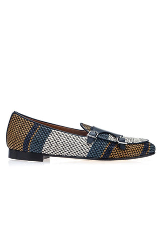 SUPERGLAMOUROUS Tangerine 7 Tetris Hand-Loomed Leather Belgian Loafer