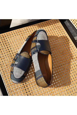 SUPERGLAMOUROUS Tangerine 7 Tetris Hand-Loomed Leather Belgian Loafer