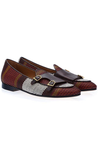 SUPERGLAMOUROUS Tangerine 7 Tetris Hand-Loomed Leather Belgian Loafer