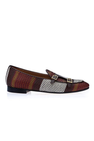 SUPERGLAMOUROUS Tangerine 7 Tetris Hand-Loomed Leather Belgian Loafer