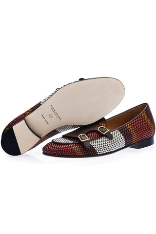 SUPERGLAMOUROUS Tangerine 7 Tetris Hand-Loomed Leather Belgian Loafer