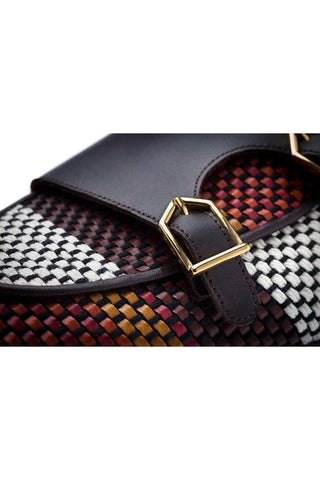 SUPERGLAMOUROUS Tangerine 7 Tetris Hand-Loomed Leather Belgian Loafer