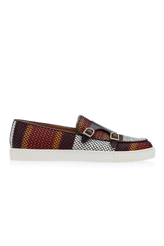SUPERGLAMOUROUS Tangerine 7 Tetris Hand-Loomed Leather Double Monk Sneaker (SPGM1341)-AmbrogioShoes