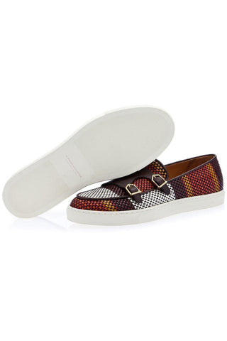 SUPERGLAMOUROUS Tangerine 7 Tetris Hand-Loomed Leather Double Monk Sneaker (SPGM1341)-AmbrogioShoes