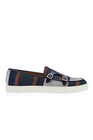 SUPERGLAMOUROUS Tangerine 7 Tetris Hand-Loomed Leather Double Monk Sneaker (SPGM1341)-AmbrogioShoes