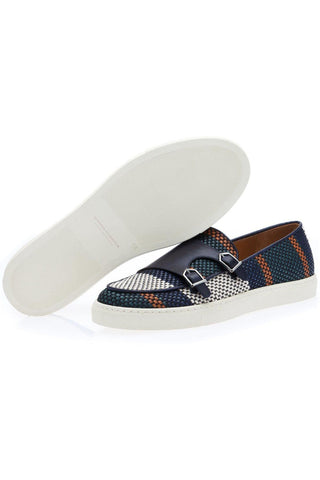 SUPERGLAMOUROUS Tangerine 7 Tetris Hand-Loomed Leather Double Monk Sneaker (SPGM1341)-AmbrogioShoes