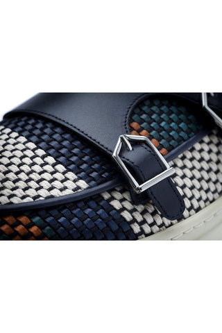 SUPERGLAMOUROUS Tangerine 7 Tetris Hand-Loomed Leather Double Monk Sneaker (SPGM1341)-AmbrogioShoes
