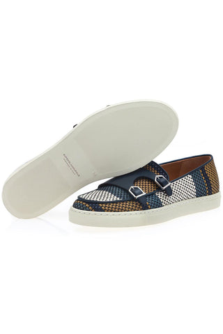SUPERGLAMOUROUS Tangerine 7 Tetris Hand-Loomed Leather Double Monk Sneaker (SPGM1341)-AmbrogioShoes