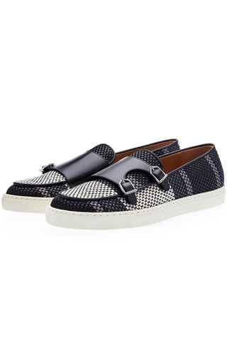 SUPERGLAMOUROUS Tangerine 7 Tetris Hand-Loomed Leather Double Monk Sneaker (SPGM1341)-AmbrogioShoes