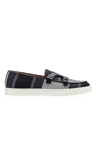 SUPERGLAMOUROUS Tangerine 7 Tetris Hand-Loomed Leather Double Monk Sneaker (SPGM1341)-AmbrogioShoes