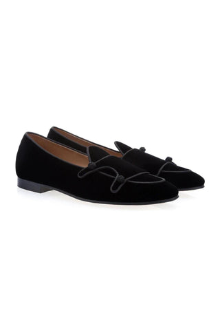 SUPERGLAMOUROUS Tangerine 7 Velour Black Velvet Monk-Straps Belgian Loafers (SPGM1022)