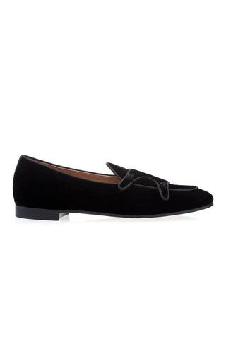 SUPERGLAMOUROUS Tangerine 7 Velour Black Velvet Monk-Straps Belgian Loafers (SPGMS1022)