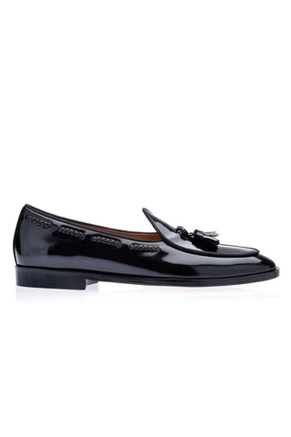 SUPERGLAMOUROUS Tangerine 8 Polished Leather Belgian Tassel Loafer-AmbrogioShoes