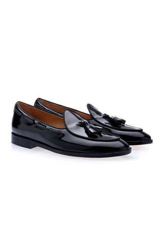 SUPERGLAMOUROUS Tangerine 8 Polished Leather Belgian Tassel Loafer-AmbrogioShoes