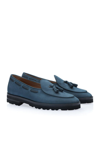 SUPERGLAMOUROUS Tangerine 8-T Oregon Grainy Nubuck Leather Belgian Tassel Loafer (SPGM1373)-AmbrogioShoes