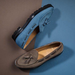 SUPERGLAMOUROUS Tangerine 8-T Oregon Men's Shoes Grainy Nubuck Leather Belgian Tassel Loafer (SPGM1373)-AmbrogioShoes