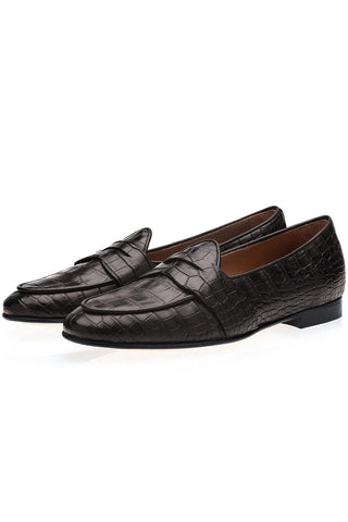SUPERGLAMOUROUS Tangerine 9 Crocodile Skin Belgian Loafer (SPGM1353)-AmbrogioShoes