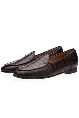 SUPERGLAMOUROUS Tangerine Crocodile Belgian Loafer(SPGM1348)