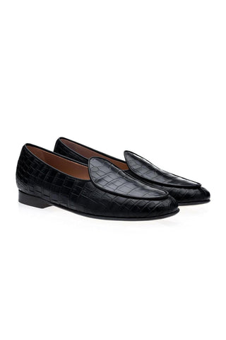 SUPERGLAMOUROUS Tangerine Crocodile Belgian Loafer(SPGM1348)