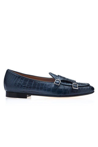 SUPERGLAMOUROUS Tangerine Crocodile Double Monk Belgian Loafer (SPGM1349)