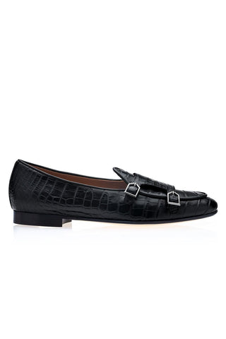 SUPERGLAMOUROUS Tangerine Crocodile Double Monk Belgian Loafer (SPGM1349)