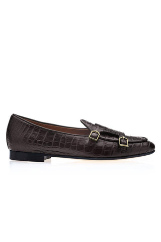 SUPERGLAMOUROUS Tangerine Crocodile Double Monk Belgian Loafer (SPGM1349)