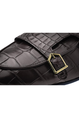 SUPERGLAMOUROUS Tangerine Crocodile Double Monk Belgian Loafer (SPGM1349)