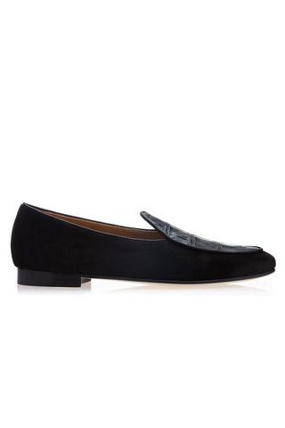 SUPERGLAMOUROUS Tangerine Crocosuede Crocodile / Suede Belgian Loafers (SPGM1337)