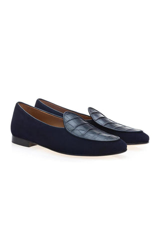 SUPERGLAMOUROUS Tangerine Crocosuede Crocodile / Suede Belgian Loafers (SPGM1337)