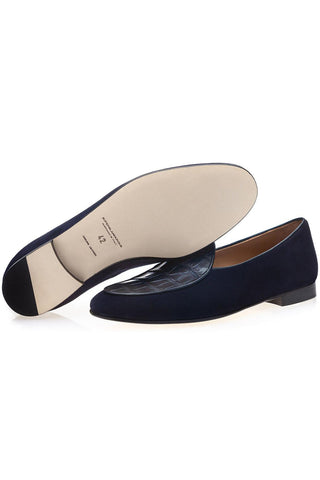 SUPERGLAMOUROUS Tangerine Crocosuede Exotic Crocodile / Suede Belgian Loafers (SPGM1337)-AmbrogioShoes