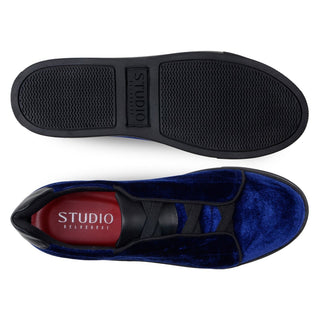Studio Belvedere Eros Men's Shoes Velvet / Calf-Skin Leather Slip-On Sneaker (SBV1014)-AmbrogioShoes