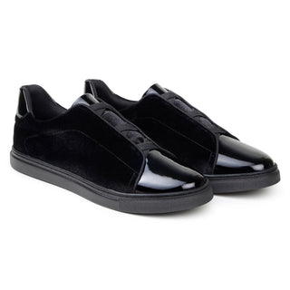 Studio Belvedere Silvano Men's Shoes Velvet / Patent Leather Slip-On Sneaker (SBV1016)-AmbrogioShoes