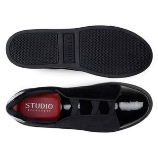 Studio Belvedere Silvano Men's Shoes Velvet / Patent Leather Slip-On Sneaker (SBV1016)-AmbrogioShoes