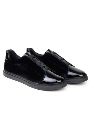 Studio Belvedere Silvano Velvet / Patent Leather Slip-On Sneaker (SBV1016)-AmbrogioShoes